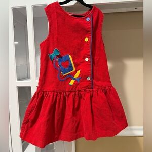 Vintage RARE 80s Celebration Red Buttoned Sleeveless Dress with apliques